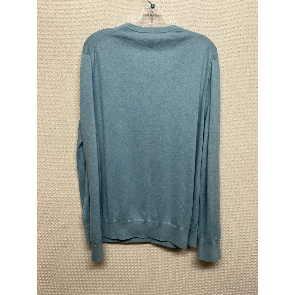 Banana Republic Sweater Men's XL Blue Silk Cotton Cashmere V Neck Soft NEW